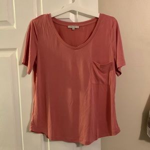 rose pink v neck tee